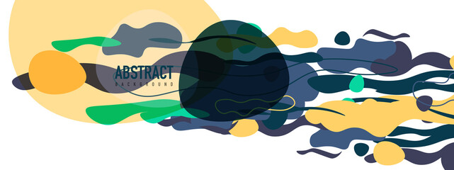 Trendy liquid style shapes abstract design, dynamic vector background for placards, brochures, posters, web landing pages, covers or banners