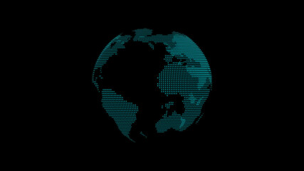 New cyan color 3d planet on black background,3d earth icon