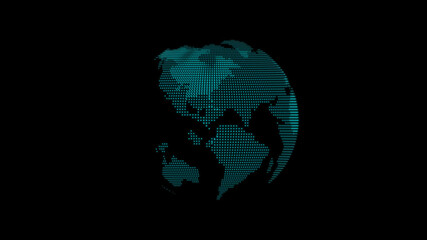 New cyan color 3d planet on black background,3d earth icon