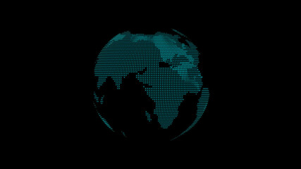 New cyan color 3d planet on black background,3d earth icon