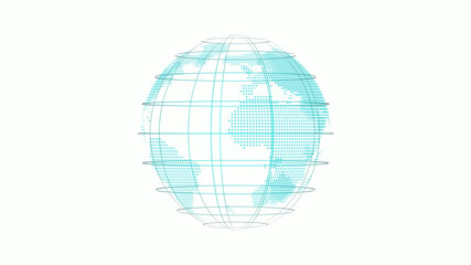 New cyan color 3d technology planet icon on white background,earth icon
