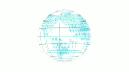 New cyan color 3d technology planet icon on white background,earth icon
