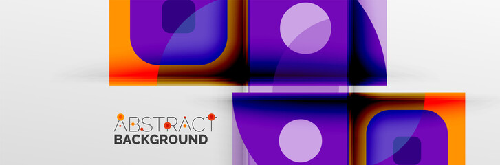 Bright color circles, abstract round shapes and triangles composition with shadow effects. Vector modern geometric design template