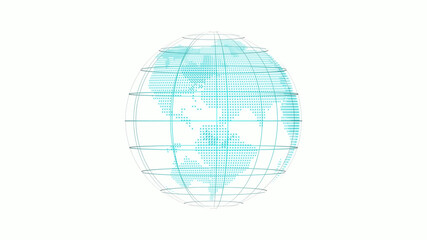 New cyan color 3d technology planet icon on white background,earth icon