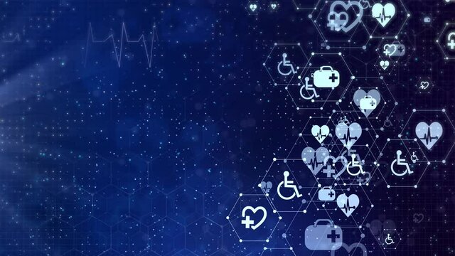 medical health care icon element interactive design innovation concept background. Technology hexagons structure molecular connect. health care and science icon pattern medical innovation