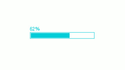 New cyan color waiting loading bar icon on white background,loading bar