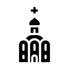 church building glyph icon vector black illustration