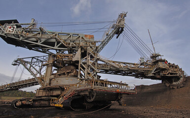 Fototapeta na wymiar Dredge used in Opencut mining of brown coal -Latrobe Valley Victoria Australia