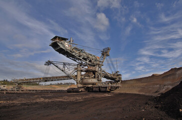 Fototapeta na wymiar Dredge used in Opencut mining of brown coal -Latrobe Valley Victoria Australia