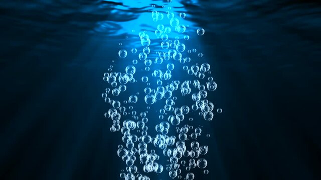 Abstract Big Air Water bubble ring exploding spreading bubbles over a black Animation 4K 3D Green Screen loop. Air Bubble, Bubbles, Drink, Flow, Fresh, Ocean, Sea, Underwater, Water, Transparent