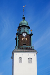 beautiful and tall church tower in Skelleftea