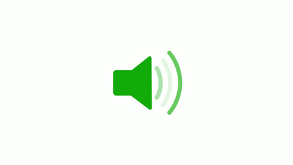 Green color speaker icon on white background,sound speaker icon