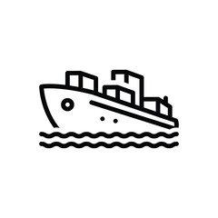 Black line icon for ship