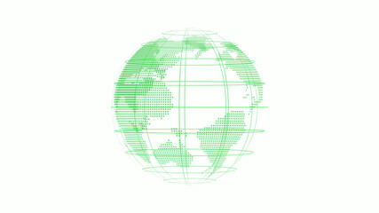 New green color 3d technology planet icon on white background,3d earth icon