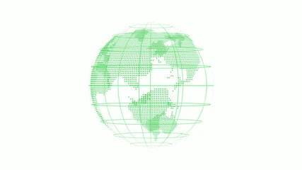 New green color 3d technology planet icon on white background,3d earth icon