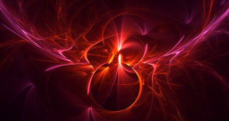 3D rendering abstract multicolor fractal light background