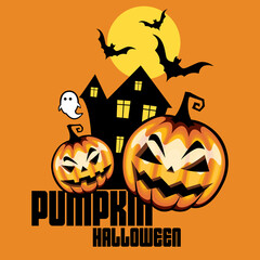 Happy Halloween Halloween pumpkin in the moonlight.