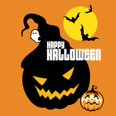 Happy Halloween Halloween pumpkin in the moonlight.