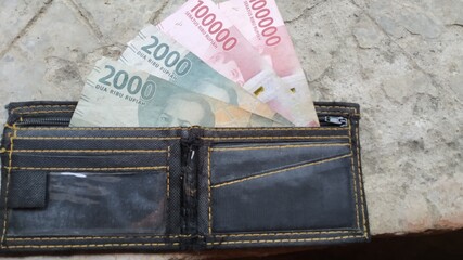 wallet with euro banknotes