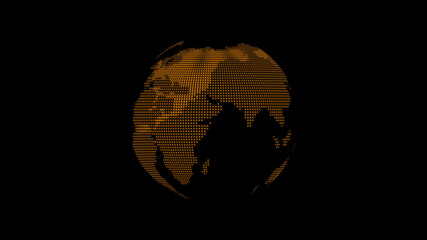 Amazing orange color technology 3d planet icon on black background,earth icon