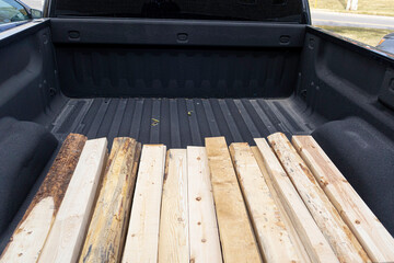 Pile of wood in truck for delivery