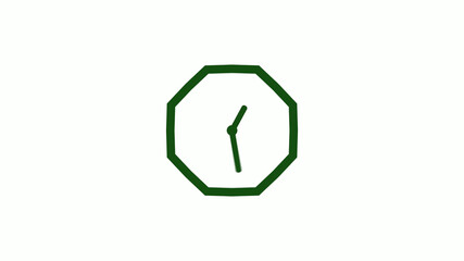 Amazing green dark counting down clock without trick,clock icon,clock isolated