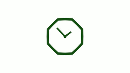 Amazing green dark counting down clock without trick,clock icon,clock isolated