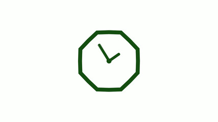 Amazing green dark counting down clock without trick,clock icon,clock isolated