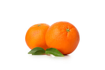 Ripe sweet mandarins isolated on white background