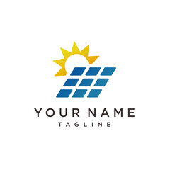 Obraz premium Sun solar energy logo design template. solar tech logo designs, Idea logo design inspiration