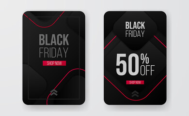 Sporty and minimalism modern stories social media sale banner of black friday template