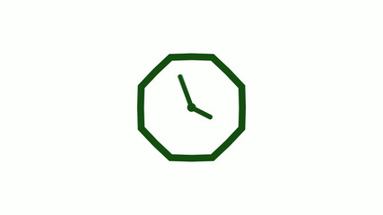 Amazing green dark counting down clock without trick,clock icon,clock isolated