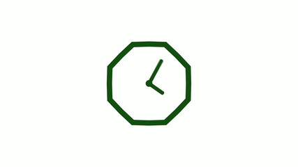 Amazing green dark counting down clock without trick,clock icon,clock isolated