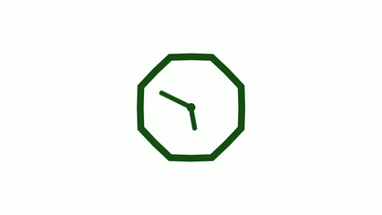 Amazing green dark counting down clock without trick,clock icon,clock isolated