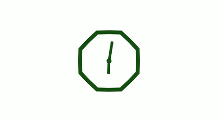 Amazing green dark counting down clock without trick,clock icon,clock isolated
