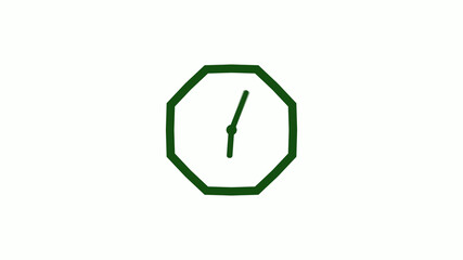 Amazing green dark counting down clock without trick,clock icon,clock isolated