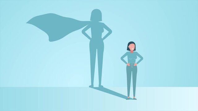 Strong office worker. Woman as hero