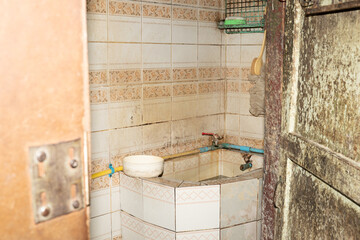 old bathroom in chinatown bangkok or  yaowarat thailand
