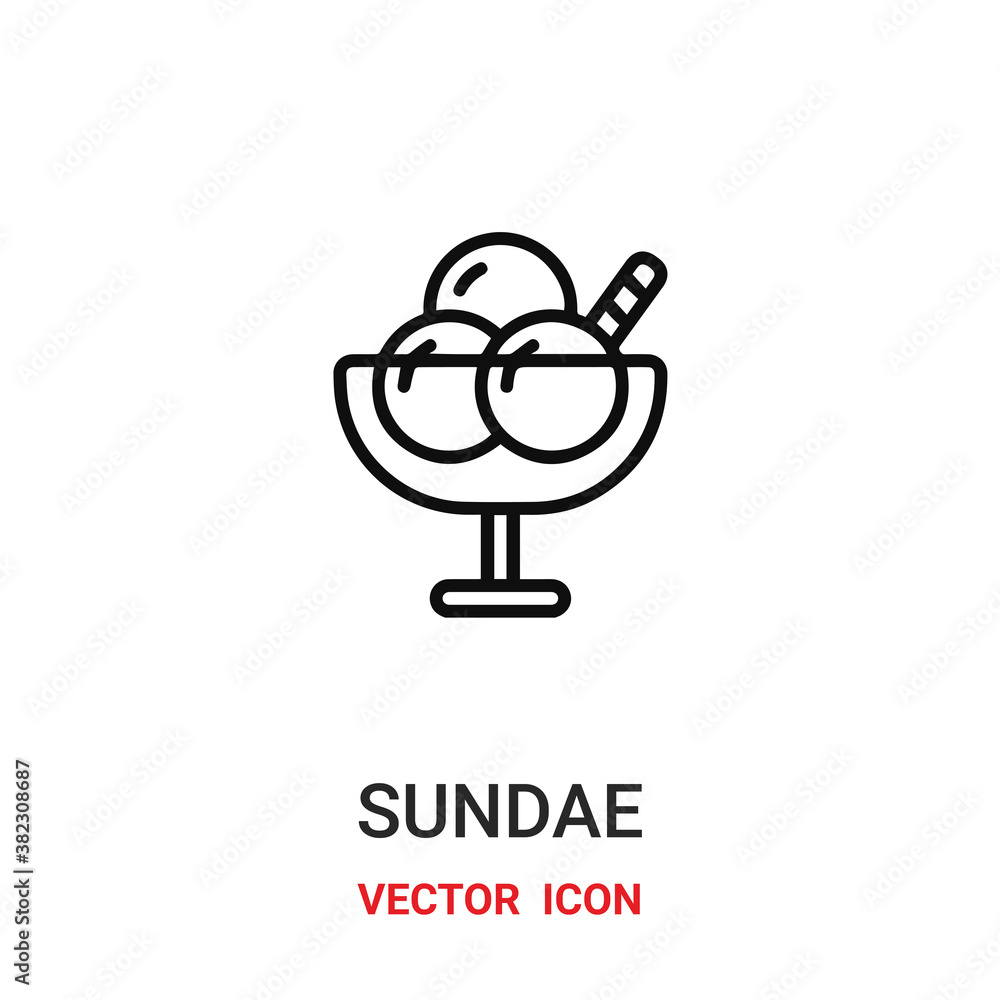 Poster sundae icon vector symbol. sundae symbol icon vector for your design. modern outline icon for your w