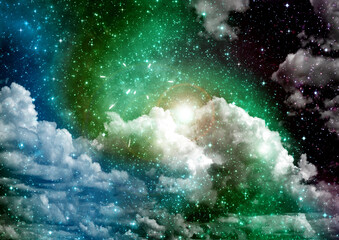 galaxy in a free space. 3D rendering