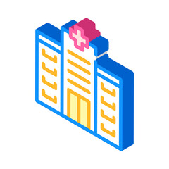hospital building isometric icon vector color illustration