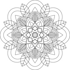Easy Mandala coloring book simple and basic for beginners, seniors and children. Set of Mehndi flower pattern for Henna drawing and tattoo. Decoration in ethnic oriental, Indian style.