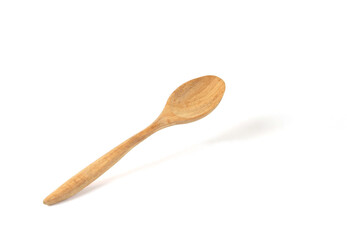 spoon wood isolated on white background and shadow with clipping path