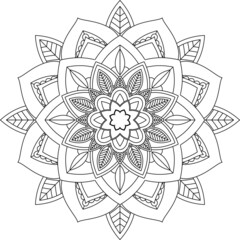 Easy Mandala coloring book simple and basic for beginners, seniors and children. Set of Mehndi flower pattern for Henna drawing and tattoo. Decoration in ethnic oriental, Indian style.