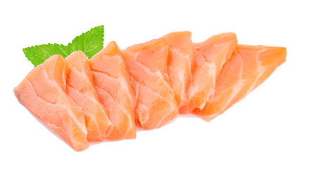 salmon slices an isolated on white background
