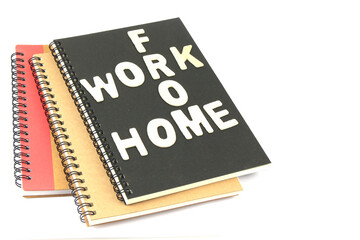 Words work from home made of wooden blocks, concept of self quarantine stay at home