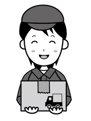 宅配の荷物を配達する仕事中の若い男性