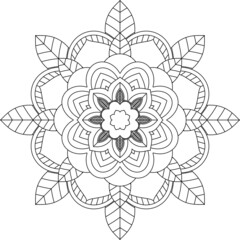 Easy Mandala coloring book simple and basic for beginners, seniors and children. Set of Mehndi flower pattern for Henna drawing and tattoo. Decoration in ethnic oriental, Indian style.