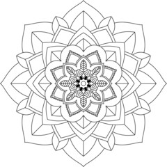 Easy Mandala coloring book simple and basic for beginners, seniors and children. Set of Mehndi flower pattern for Henna drawing and tattoo. Decoration in ethnic oriental, Indian style.