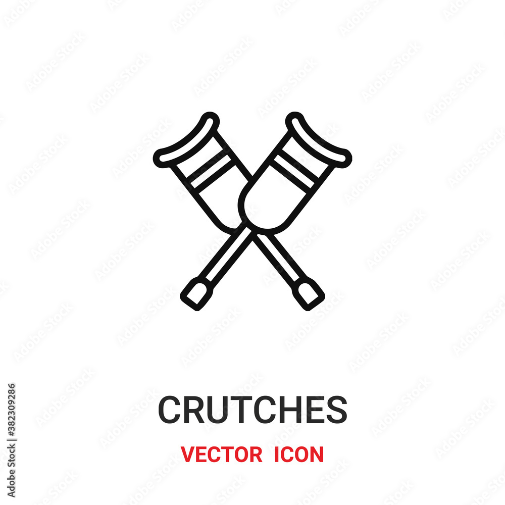 Poster crutches icon vector symbol. crutches symbol icon vector for your design. modern outline icon for yo